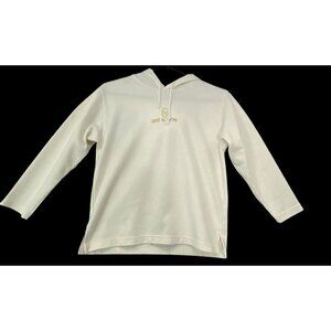 GIANNI VALENTINO Kids Sweatshirt Size 12/150 White Pullover Hooded Logo Fun